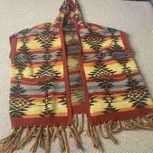 American Eagle Womens Sweater Size XS/S Multicolor‎ Aztec Cardigan Vest Fringe